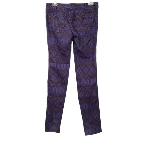 Free People Skinny Jeans Aztec Print Purple Plum Women Sz 28 Stretch Denim Boho - Picture 2 of 7